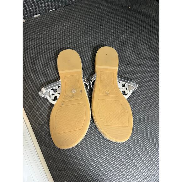Tory Burch Women's Miller Leather Thong Espadrille Sandals in silver Size 9.5 - Picture 6 of 9